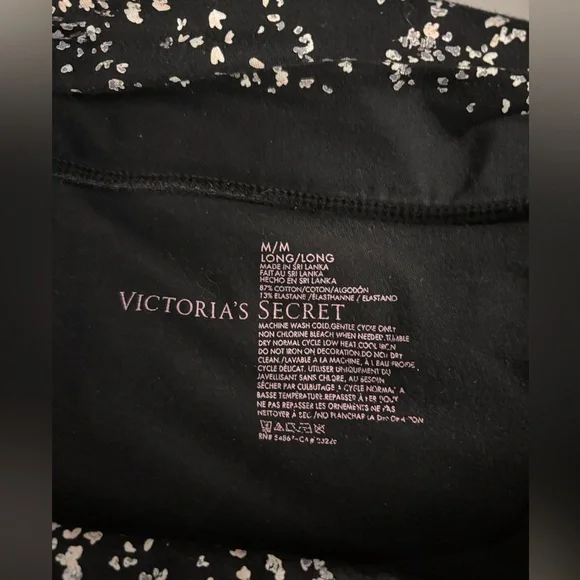 PINK Victoria’s Secret Black Flared Yoga Pants with Floral Waistband - Picture 4 of 4